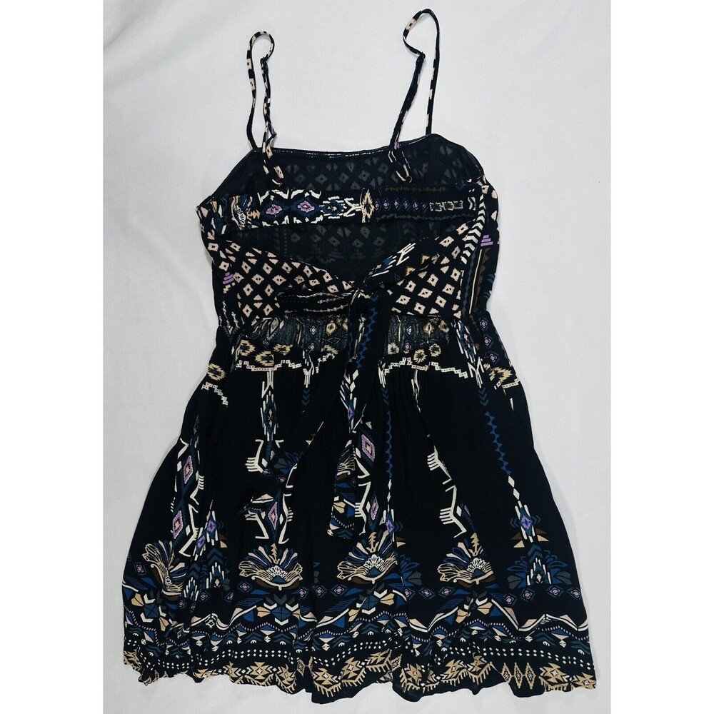 FOREVER 21 Women's Sz L Black Aztec Spaghetti Strap Mini Dress Lightweight